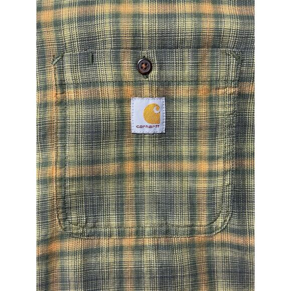 Carhartt Men's Rugged Flex Relaxed Fit Green Plaid Button Up Shirt - Size L Tall - Picture 3 of 5